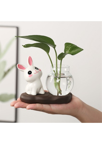 B Karikatür Sevimli Tavşan Hidroponik Çiçek Vazo Şeffaf Cam Çiçek Düzenleme Bitki Tencereleri Bitkiler Ev Dekoru Için Pot (Yurt Dışından) fiyatları