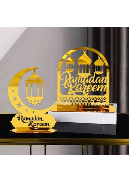 Ramazan Kareem Akrilik Süsler Gold Moon Star Fener Eid Mübarek Süslemeleri C (Yurt Dışından) fiyatları