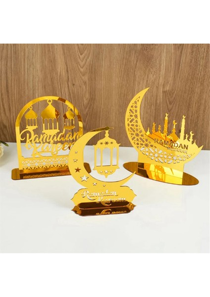 Ramazan Kareem Akrilik Süsler Gold Moon Star Fener Eid Mübarek Süslemeleri C (Yurt Dışından) modelleri