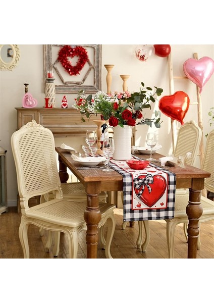 Sevgililer Günü Masa Koşucu, Red Heart Polka Dotlar Dekoratif Çiftlik Evi Masa Mutfak Yemek Dekorasyonu 33 x 275CM A (Yurt Dışından) fiyatları
