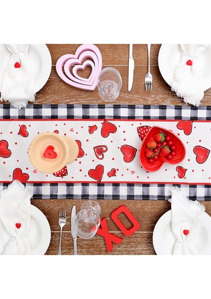 Sevgililer Günü Masa Koşucu, Red Heart Polka Dotlar Dekoratif Çiftlik Evi Masa Mutfak Yemek Dekorasyonu 33 x 275CM A (Yurt Dışından) indirimleri