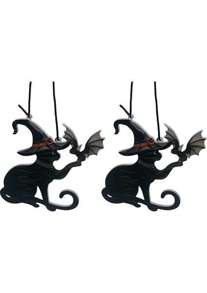 2pcs Cadılar Bayramı Kedi Yarasa Kapı Dekorasyonu Ev Kapı ve Pencere Dik Açısı Dekorasyonu Cadılar Bayramı Korku Parti Malzemeleri (Yurt Dışından)