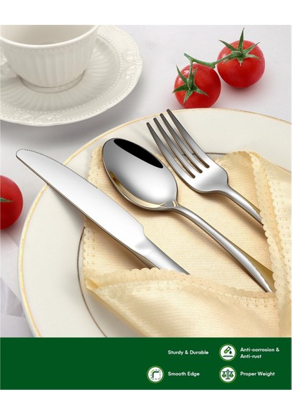 20 Parçalı Gümüş Eşya Seti, 4 Gıda Sınıfı Çatal Bıçak Mutfak Gereç Seti Için Set Bıçak, Çatal Kaşığı Içerir (Yurt Dışından) fiyatları