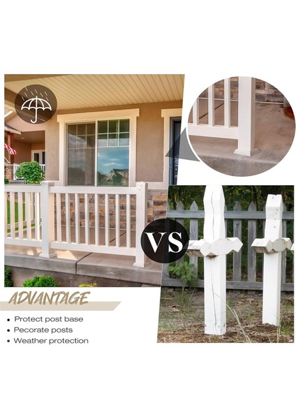 4X4INCH Vinil Post Etek Posta Taban Kapak Sütunu Sundurma Güverte Posta Base Vinil Post Sleeve Post Döşeme (8 Pc) (Yurt Dışından) modelleri