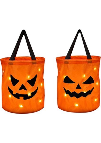 LED Hafif Cadılar Bayramı Şeker Çantaları Cadılar Bayramı Kabak Şeker Çantaları Çocuklar Için Yeniden Kullanılabilir Kova Cadılar Bayramı Malzemeleri (Yurt Dışından)