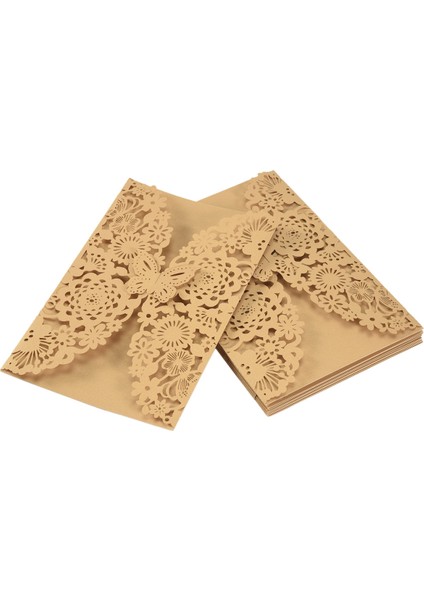 10PCS/SET Hassas Oyma Kelebekler Romantik Düğün Davetiyesi, Düğün Için Zarf Davetiyeleri ： Altın Bej (Yurt Dışından) fırsatları