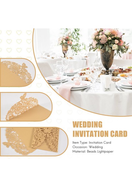 10PCS/SET Hassas Oyma Kelebekler Romantik Düğün Davetiyesi, Düğün Için Zarf Davetiyeleri ： Altın Bej (Yurt Dışından) indirimleri