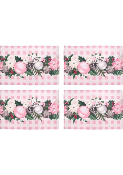 4pcs Noel Ağaçları Kar Pembe Noel Placemats Mutfak Yemek Dekorasyonu Için Kış Masa Paspasları (Yurt Dışından)