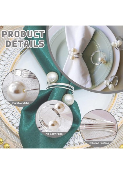 20 Paket Gümüş Peçete Halkaları, Inci Peçete Halka Seti, Metal Yay Peçete Tutucu Masa Süslemeleri, Peçete Halka Tokaları (Yurt Dışından) indirimleri