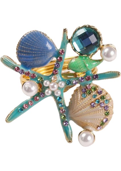 4pcs Denizyıldızı Peçete Yüzükleri, Inci Rhinestone Okyanus Kıyı Deniz Peçete Halka Tutucuları Parti Için Peçete Tokası, Mavi (Yurt Dışından) fiyatları