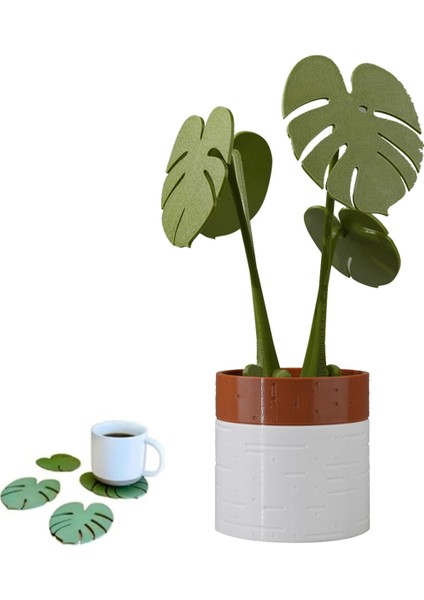 Monstera Bitki Bardak Altlıkları 3D Baskılı, Su Geçirmez ve Scald Anti-Fabrika Bardak Altlıkları, Komik 3D Baskılı Bardak Altlıkları Manyetik Olarak Bir (Yurt Dışından)