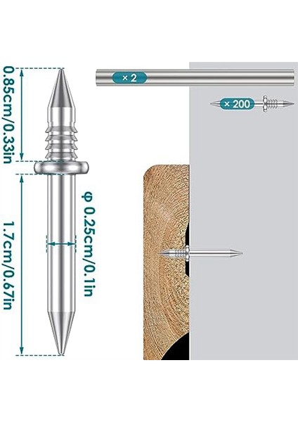 200 Adet Çift Kafalı Süpürme Iplik Dikişsiz Çivi, Paslanmaz, 2 Çubuklu, Çivi ile Ayarlanan Izleme Iplik Vidaları Yok (Yurt Dışından) indirimleri