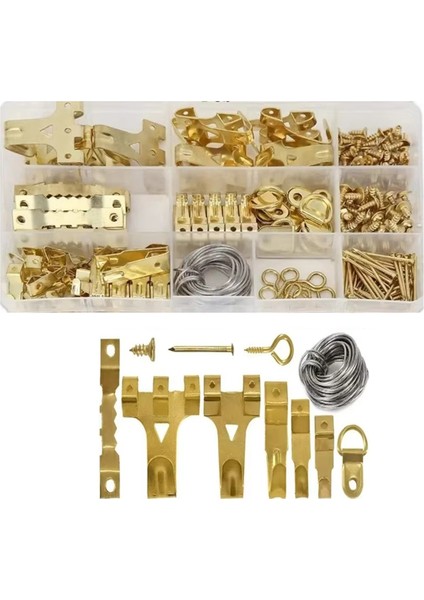 282PCS Metal Fotoğraf Kanca Fotoğraf Çerçevesi Asma Montaj Aksesuarları Çok Amaçlı Saat Duvar Çizim Askı Kiti (Yurt Dışından)
