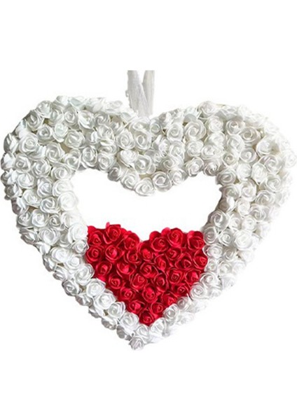 Sevgililer Günü Çelenk, Yapay Kalp Şekleli Çelenk Ön Kapı Için Gül Petal Çelenkleri, Sevgililer Günü Yıldönümü (Yurt Dışından)