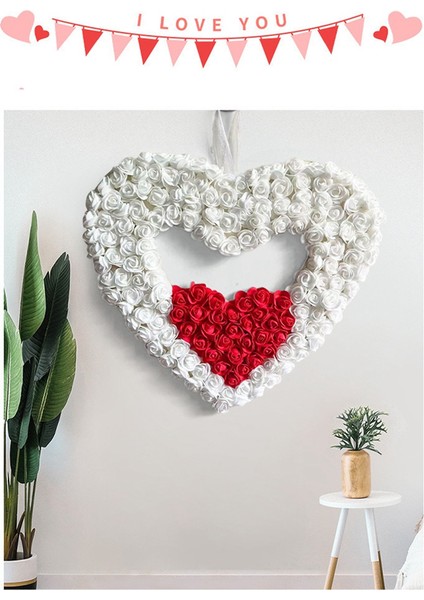 Sevgililer Günü Çelenk, Yapay Kalp Şekleli Çelenk Ön Kapı Için Gül Petal Çelenkleri, Sevgililer Günü Yıldönümü (Yurt Dışından) indirimleri