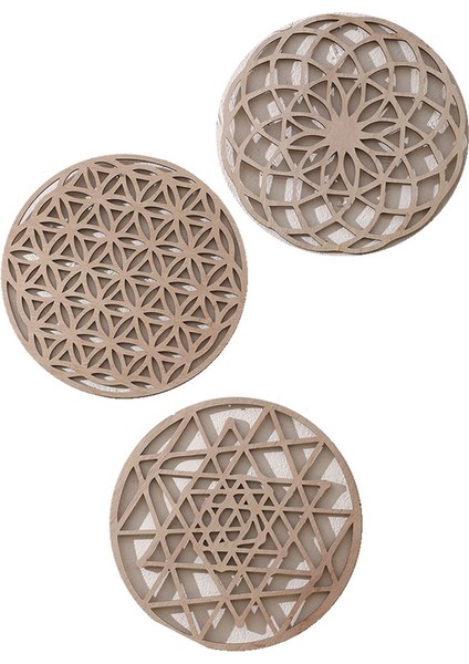 Bohem Yuvarlak Içi Boş Ahşap Çıkartmaları Avrupa Ahşap Arka Plan Duvar Dekorasyonu Ev Sanat Kolyeleri (Yurt Dışından)