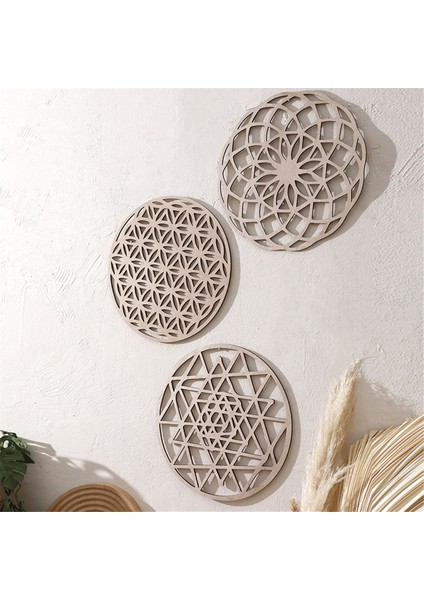 Bohem Yuvarlak Içi Boş Ahşap Çıkartmaları Avrupa Ahşap Arka Plan Duvar Dekorasyonu Ev Sanat Kolyeleri (Yurt Dışından) modelleri