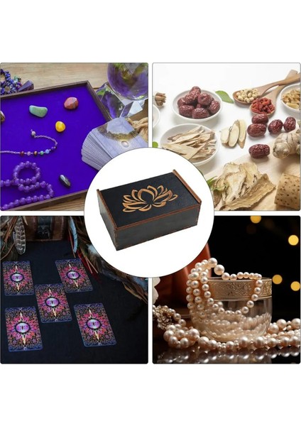 Tarot Kart Kasası Vintage Ahşap Biblo Kutusu Mücevher Kutusu Küçük Ahşap Vintage Çok Işlevli Kutu Tarot Kart Aksesuarı A (Yurt Dışından) fırsatları