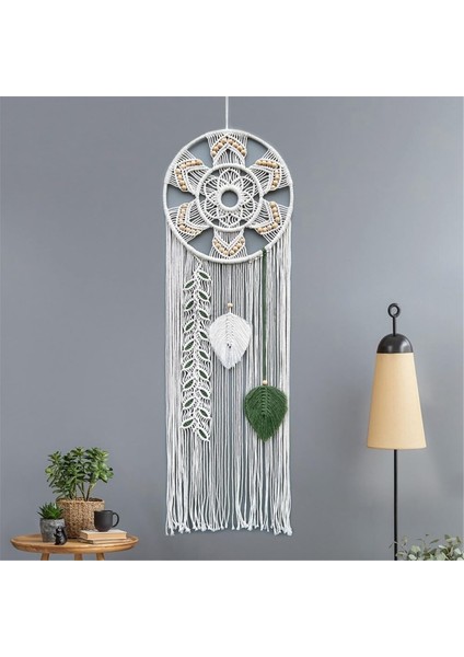 Macrame Dream Catchers Için Yatak Odası Rüya Catcher Duvar Dekoru Dokuma Yaprakları Dekor Süslemeli Büyük Boho Duvar (Yurt Dışından) fırsatları