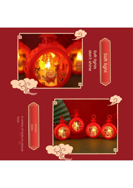 Çin Ay Yeni Yılı Fenerler Ejderha Yeni Yıl Fener Festivali El Lambası LED Işıklı Yuvarlak Rüzgar Feneri, B (Yurt Dışından) fırsatları