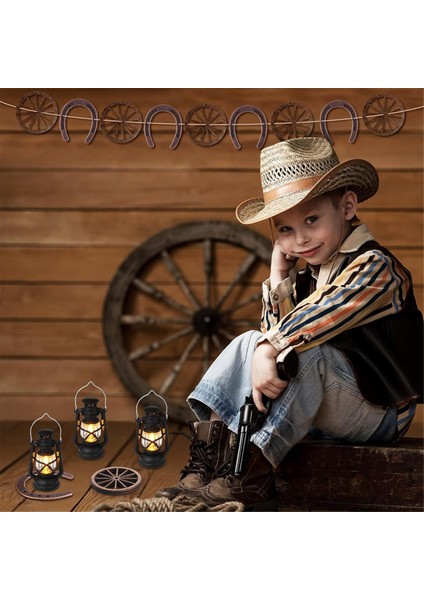 24PCS Batı Teması Parti Partisi Cowboy Masa Centerpieces Şanslı At Nalı Mini Fenerler Ahşap Dört Tekerlekli El Sanatları (Yurt Dışından) fırsatları
