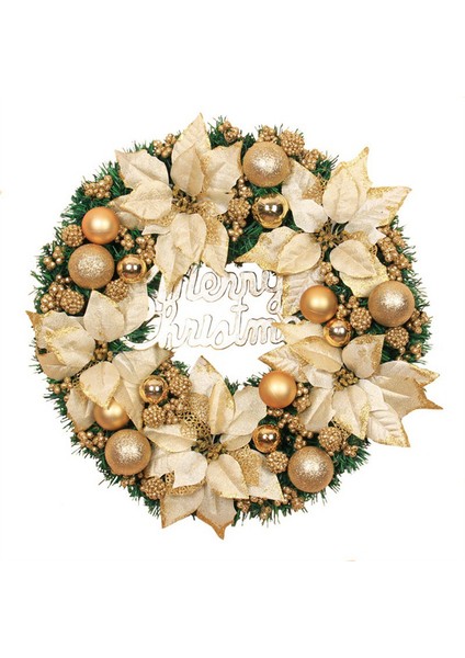 Dekoratif Noel Çelenk Ön Kapı Asma Noel Çelenk Altın Çelenk Otel Merkezi Ev Dekorasyonu (30CM) (Yurt Dışından)