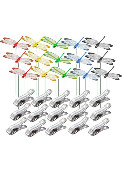 15PCS Dekoratif Yusufçuk Klipler Bahçe Için Dekor, 9.8 Inç Uzunluğunda, Çok Renkli Çok Yönlü Klipsli Bitki Dekorasyonu (Yurt Dışından)