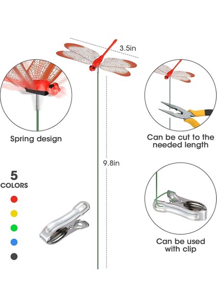 15PCS Dekoratif Yusufçuk Klipler Bahçe Için Dekor, 9.8 Inç Uzunluğunda, Çok Renkli Çok Yönlü Klipsli Bitki Dekorasyonu (Yurt Dışından) indirimleri