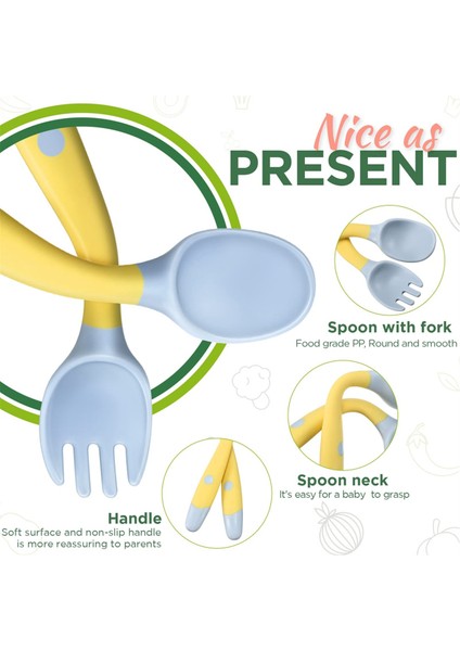 Yürümeye Başlayan Çocuk Sofra Takımı Bebek Kaşık ve Çatal Set Çocukları Yemek Eğitimi Sofra Çocukları Çocuk Bebek Bebek Besleme Seti B (Yurt Dışından) indirimleri