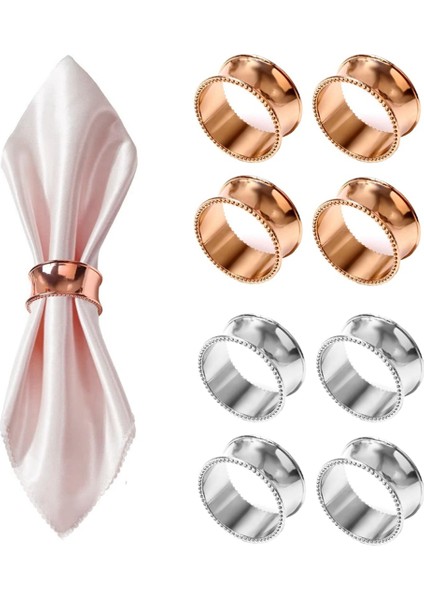 4pcs Peçete Yüzükleri, Peçete Tutucu Yüzüğü, Dövülmüş Tasarım Serviettes Tokası Düğün, Gümüş (Yurt Dışından) fiyatları