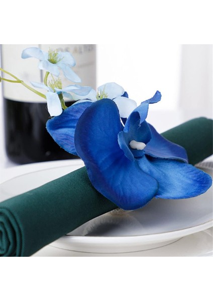 6pcs El Yapımı Orkide Çiçek Peçete Halkaları Mavi Çiçek Tutucular El Sanatları Serviette Tokaları Düğün Masa Dekoru Için Yüzük (Yurt Dışından) fırsatları