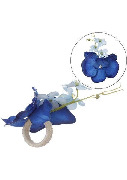 6pcs El Yapımı Orkide Çiçek Peçete Halkaları Mavi Çiçek Tutucular El Sanatları Serviette Tokaları Düğün Masa Dekoru Için Yüzük (Yurt Dışından) indirimleri