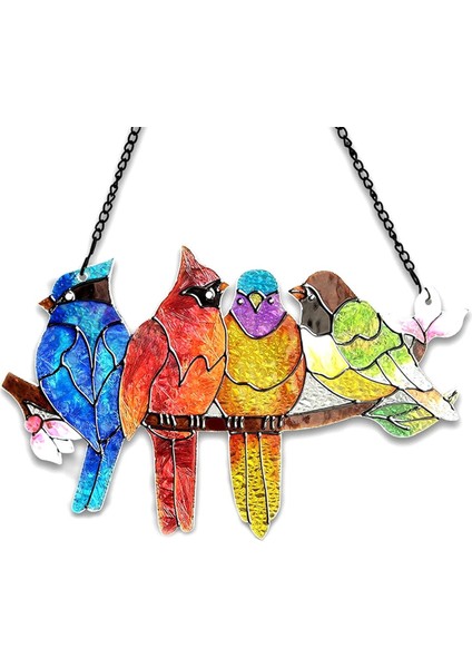 Vitray Pencere Asma - Bir Şube Vekatındaki Kuşlar Cam Suncatcher, Çift Yan Cam Panel Pencere Asma Dekoru (Yurt Dışından) fiyatları