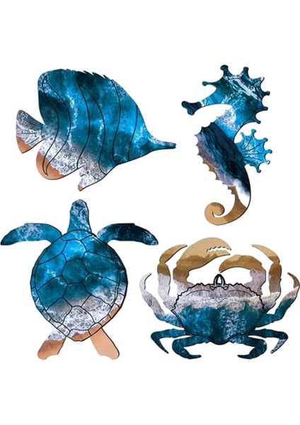 Duvar Heykelleri Metal Açık Duvar Sanat Dekoru, Metal Deniz Kaplumbağası Balık Yengeç Dekoru ile Plaj Havuzu Deniz Dekor Teması (Yurt Dışından)