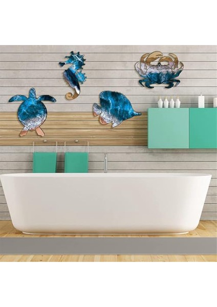 Duvar Heykelleri Metal Açık Duvar Sanat Dekoru, Metal Deniz Kaplumbağası Balık Yengeç Dekoru ile Plaj Havuzu Deniz Dekor Teması (Yurt Dışından) fırsatları