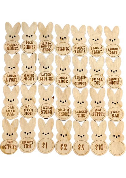 Paskalya Jetonları Paskalya Ödül Jetonları, Ahşap Yumurta Ödül Setleri B (Yurt Dışından)