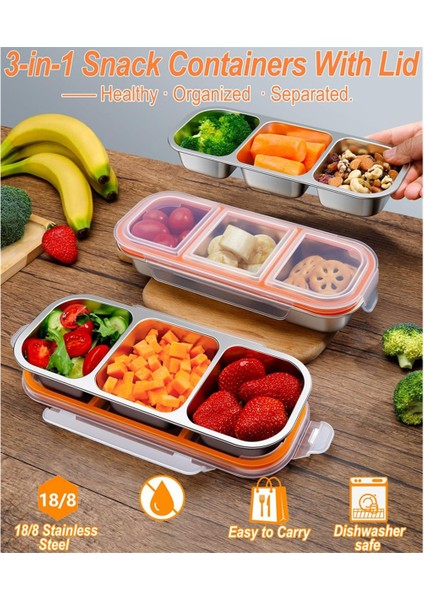 3 Paket Paslanmaz Çelik Atıştırmalık Konteyner Çocuklar ve Yetişkinler 3 Bölmeli - Günlük Bakım Için Öğle Yemeği Kapları, Okul (Yurt Dışından) fiyatları