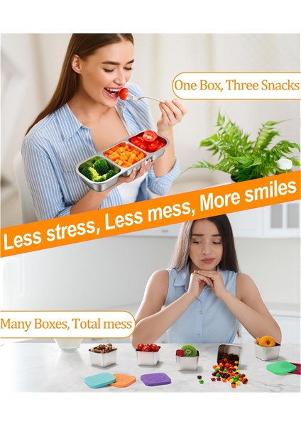 3 Paket Paslanmaz Çelik Atıştırmalık Konteyner Çocuklar ve Yetişkinler 3 Bölmeli - Günlük Bakım Için Öğle Yemeği Kapları, Okul (Yurt Dışından) modelleri
