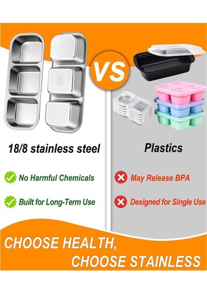 3 Paket Paslanmaz Çelik Atıştırmalık Konteyner Çocuklar ve Yetişkinler 3 Bölmeli - Günlük Bakım Için Öğle Yemeği Kapları, Okul (Yurt Dışından) fırsatları