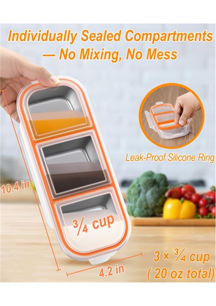 3 Paket Paslanmaz Çelik Atıştırmalık Konteyner Çocuklar ve Yetişkinler 3 Bölmeli - Günlük Bakım Için Öğle Yemeği Kapları, Okul (Yurt Dışından) indirimleri