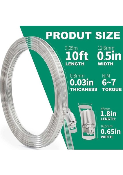 10FT Paslanmaz Çelik Hortum Kelepçe Çiftlik Kiti, Solucan Dişli Bandı Hortum Kelepçe Kelepçesi Vidalı Boru Kelepçesi Kanal, Tüp ve Yakıt Hattı (Yurt Dışından) fiyatları