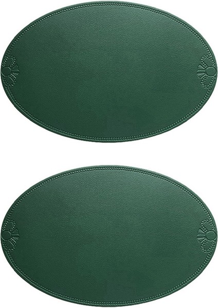 Retro Pu Placemat Avrupa Fransız Tarzı Oval Yalıtım Mats Su Geçirmez ve Yağ Durumsal Batı Yemek Masası Mat Ev F (Yurt Dışından)