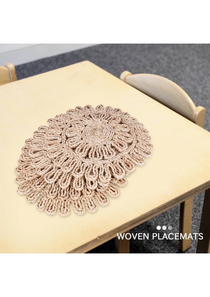 Yemek Masası Için Yuvarlak Dokuma Placemat, Doğal Örgülü Rattan Tablemat Tatil Mutfak Masası Mat Masası Için Hollow Hasır Tabaklar (Yurt Dışından) modelleri