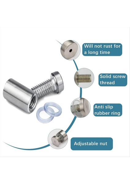 3/4 Dia x 1inch (19X25MM) Standoff Vidaları Duvar Montajlı Işaret Tutucuları Akrilik Cam Çiviler 8 Pcs (Yurt Dışından) fırsatları