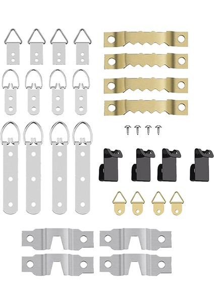 68 Pcs Duvar Montajı Için Çerçeve Asma Kancalar, Fotoğraf Askı Kiti, D Halkası ve Vidalı Tutuklu Kancalar (Yurt Dışından)