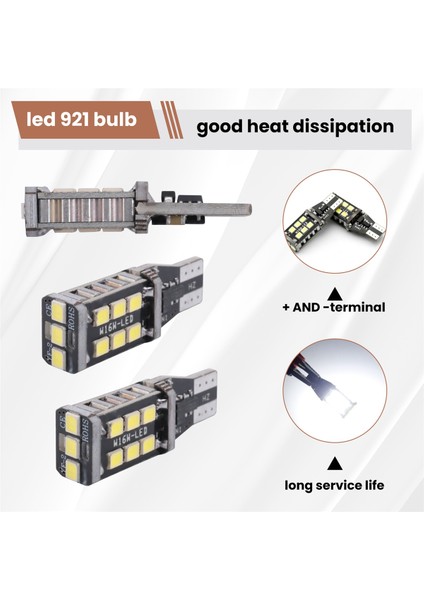 4pcs Parlak Beyaz Canbus Araba Yede Ters Işıkları Için LED Ampul 912 921 T15 W16W (Yurt Dışından) indirimleri