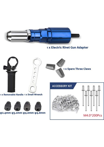 2.4-4.8mm Elektrikli Perçin Adaptörü Ana Kablosuz Perçinleme Aracı Ekleme Somun Çekme Elektrikli Matkaplar Için Uygun (Yurt Dışından) fırsatları