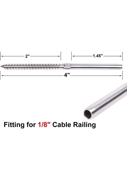 30PCS Swage Lag Vidaları 1/8 Inç Kablo Korkuluk Sistemi Merdiven Güverte Ahşap Donanım Donanımı Donanım (Yurt Dışından) fiyatları