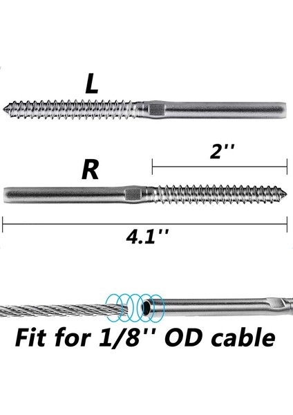 30PCS Swage Lag Vidaları 1/8 Inç Kablo Korkuluk Sistemi Merdiven Güverte Ahşap Donanım Donanımı Donanım (Yurt Dışından) modelleri