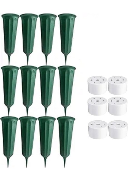 12 Pcs Mezarlık Vazoları Ediciler Memorial Floral Vazolar Mezar Çiçek Tutucu Koni Yeşil Bahis Viyazolar (Yurt Dışından)